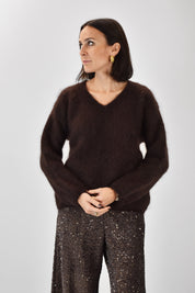 Maglia kid mohair scollo V