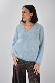 Maglia kid mohair scollo V