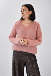 Maglia kid mohair scollo V