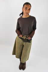 T-shirt con manica in pizzo