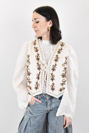 Gilet ricamato fiocco