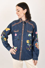 Camicia jeans ricamata