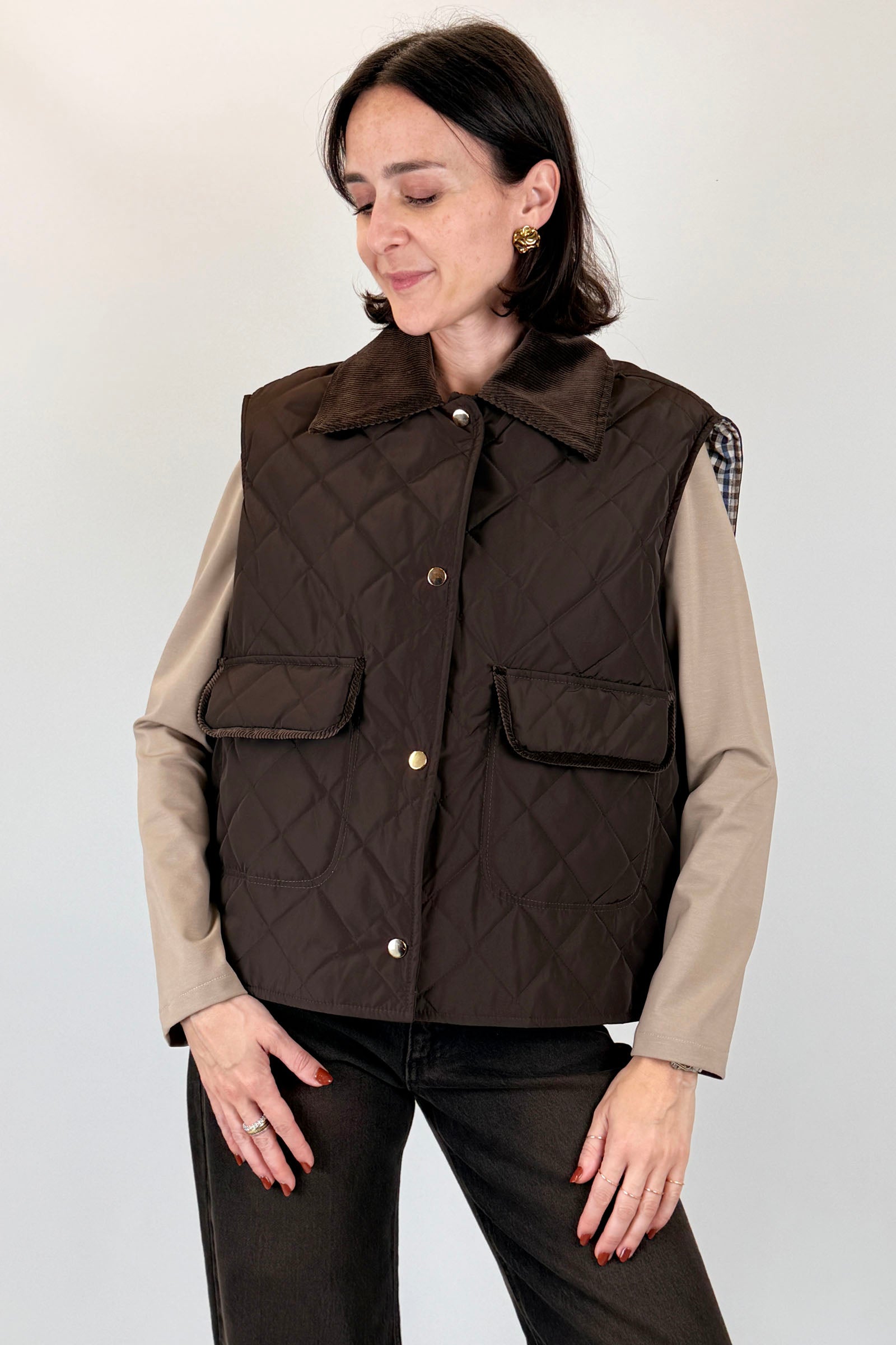 Gilet trapuntato colletto