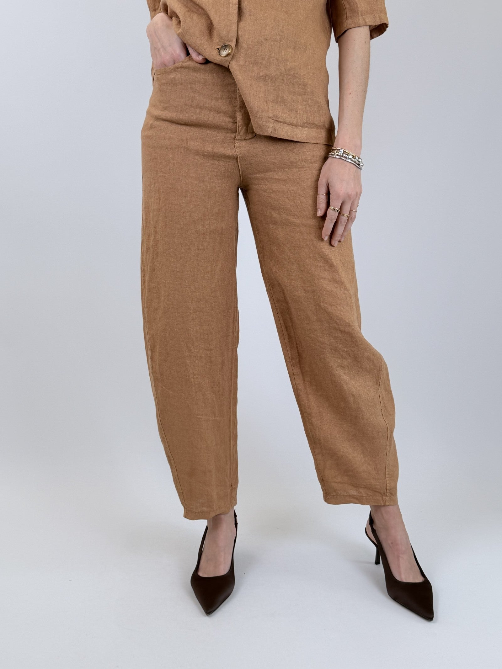 Pantalone balloon lino