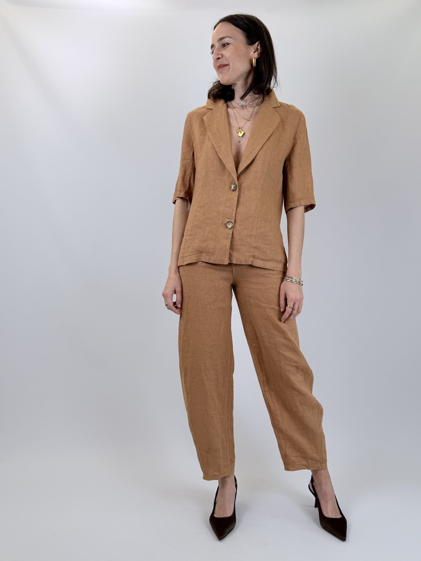 Pantalone balloon lino
