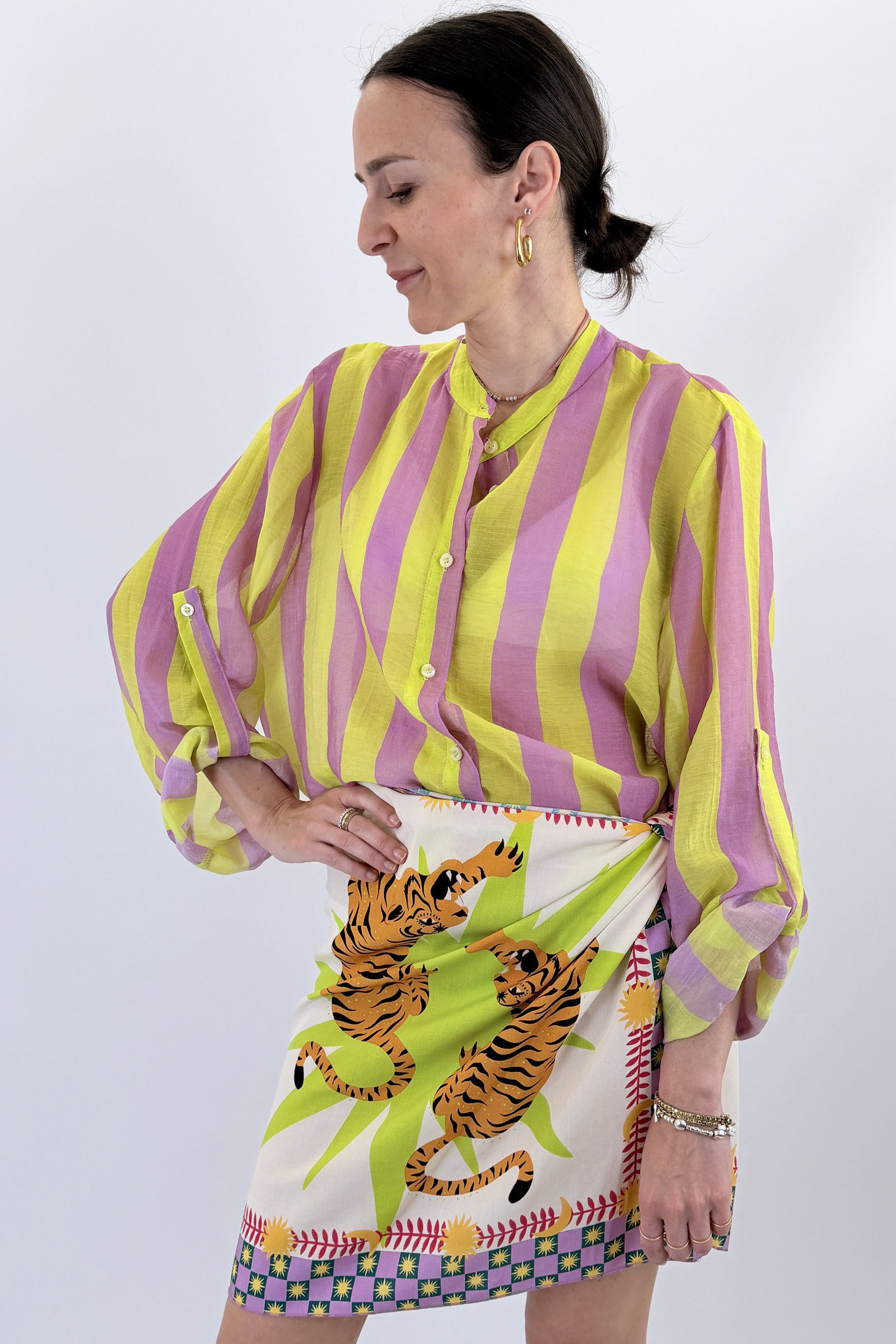 Camicia coreana maxi righe