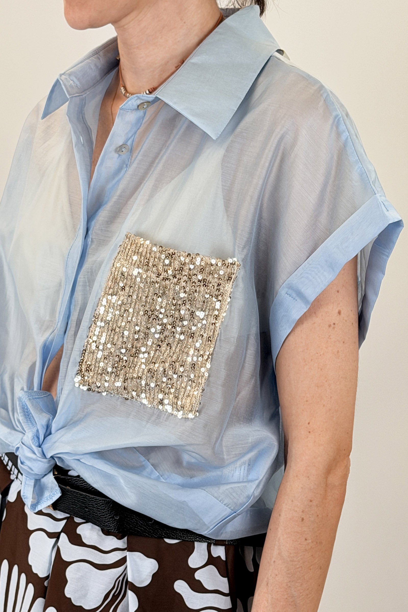 Camicia tasca paillttes