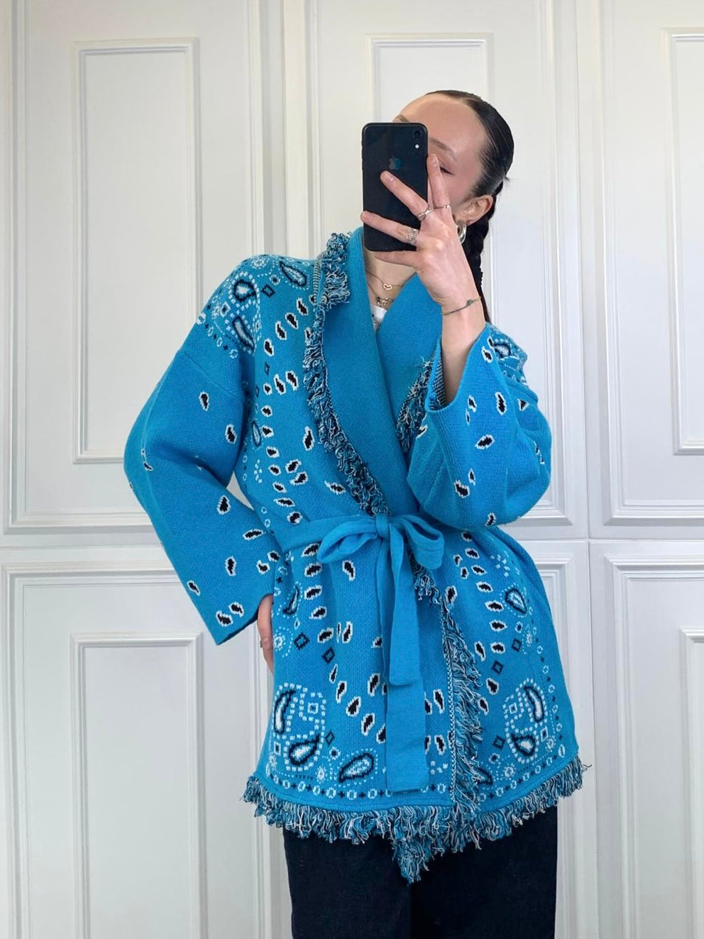 Cardigan bandana con frange