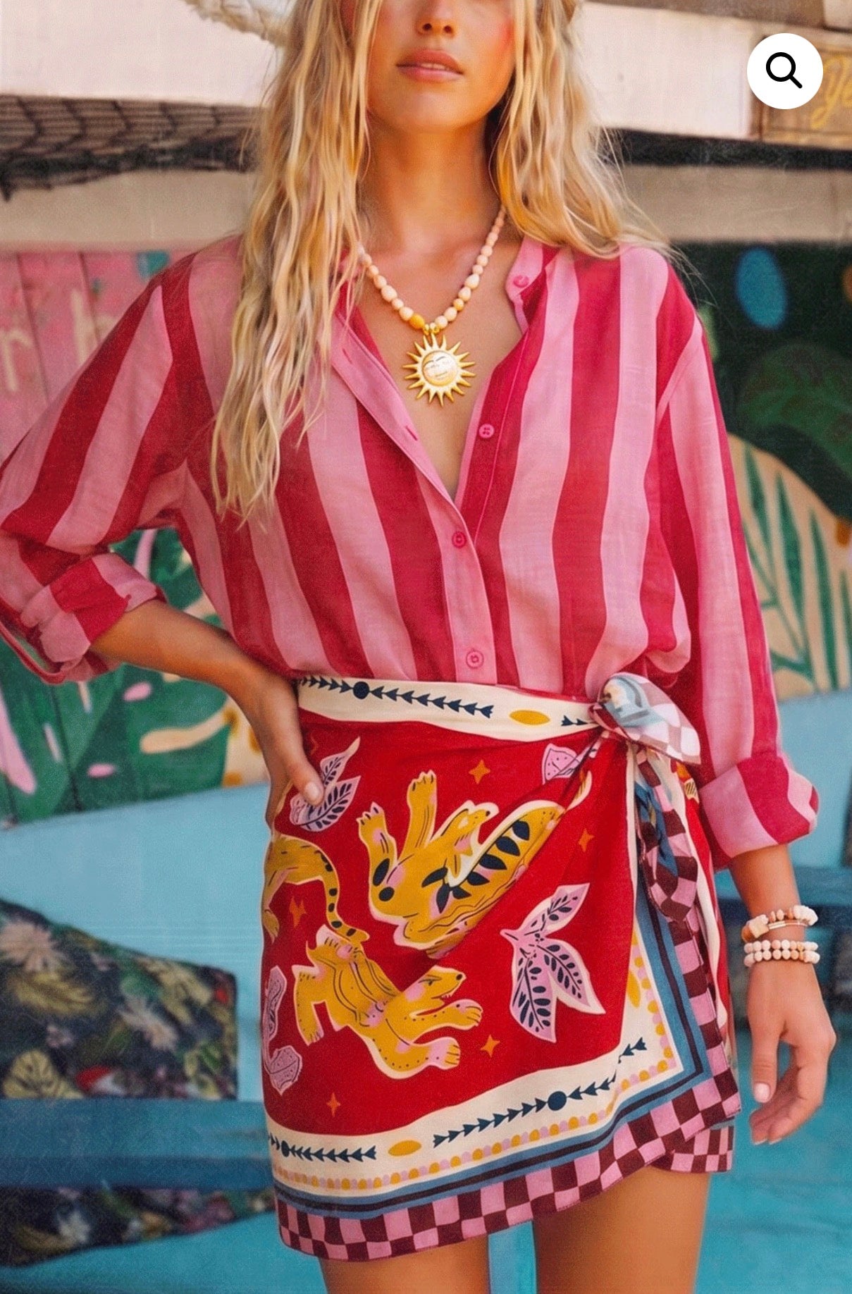 Camicia coreana maxi righe
