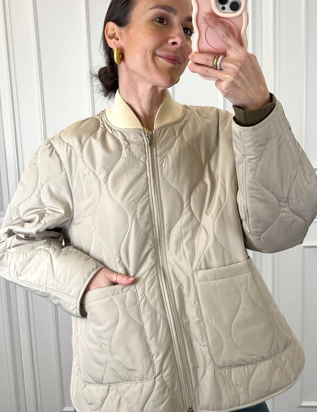 Bomber trapuntato con spacchi