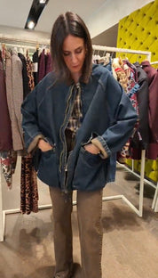 Giubbino jeans collo contrasti