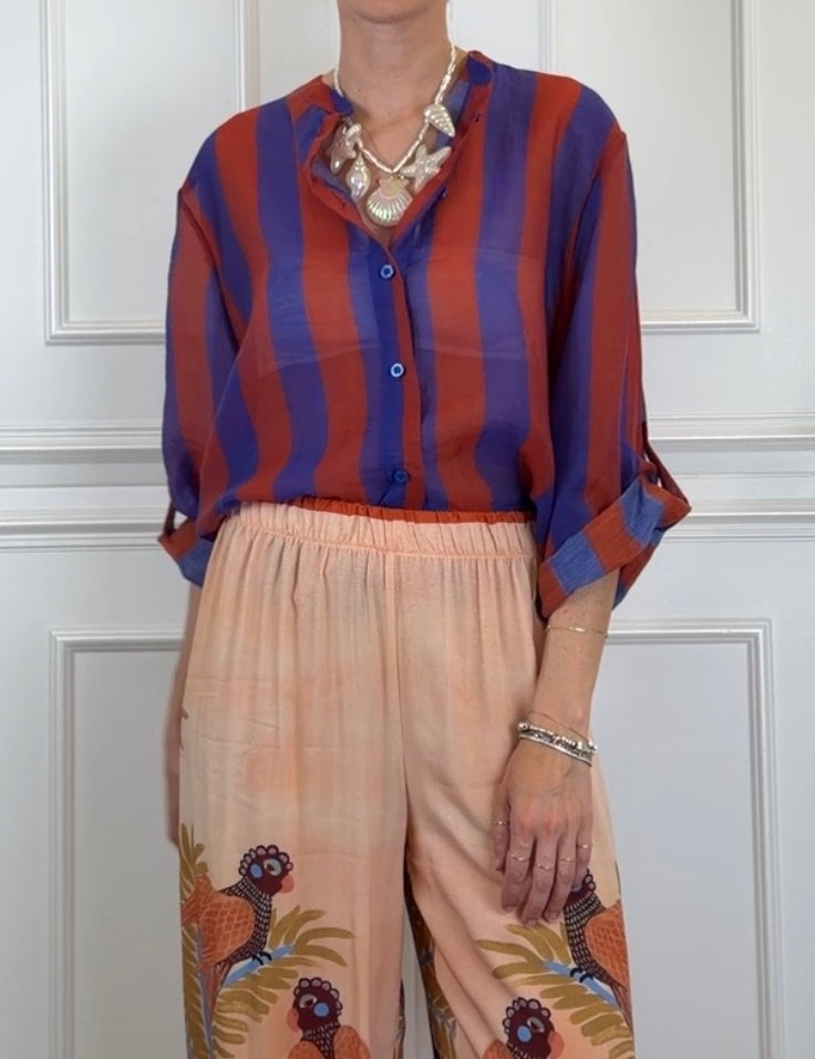 Camicia coreana maxi righe