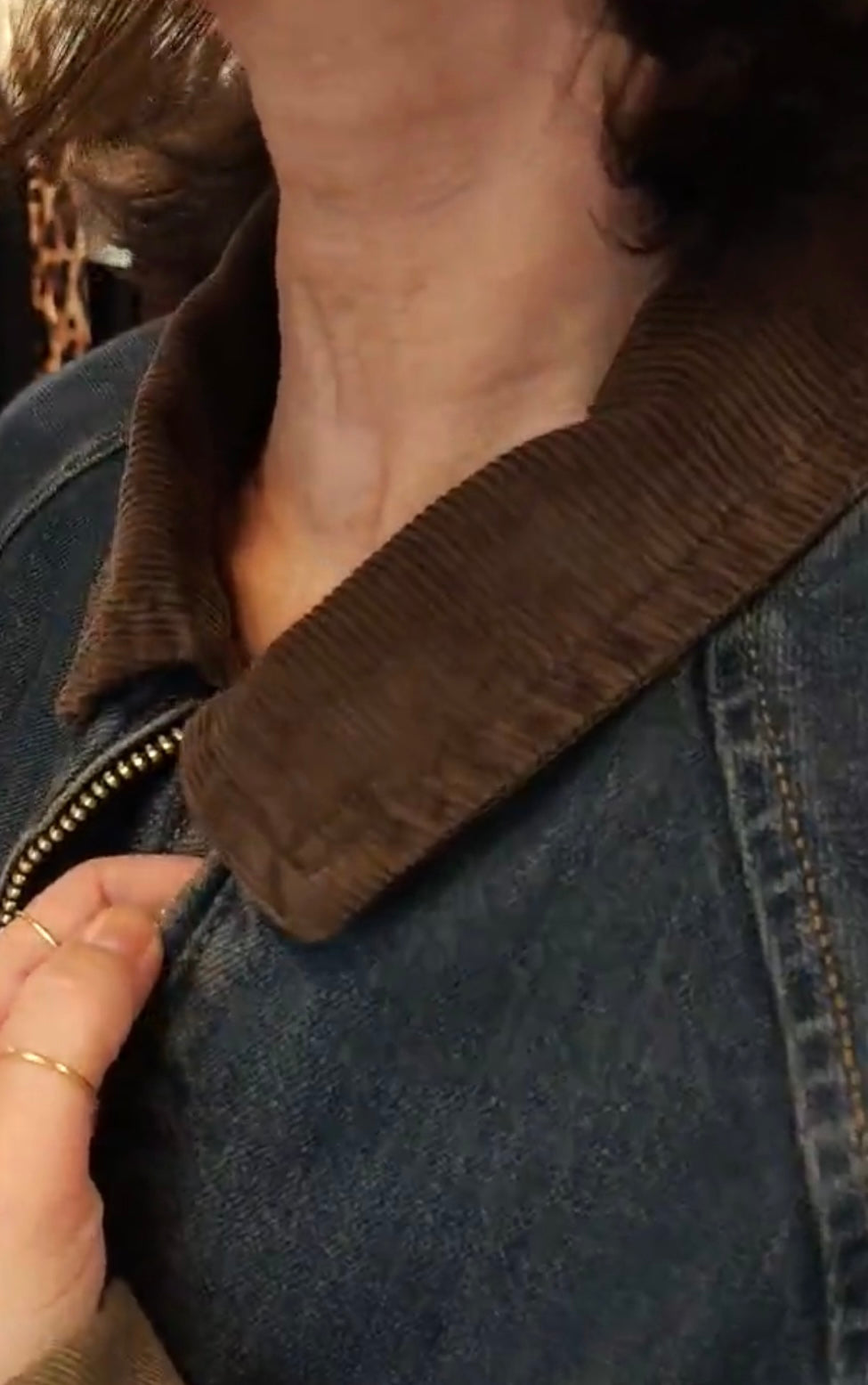 Giubbino jeans collo contrasti
