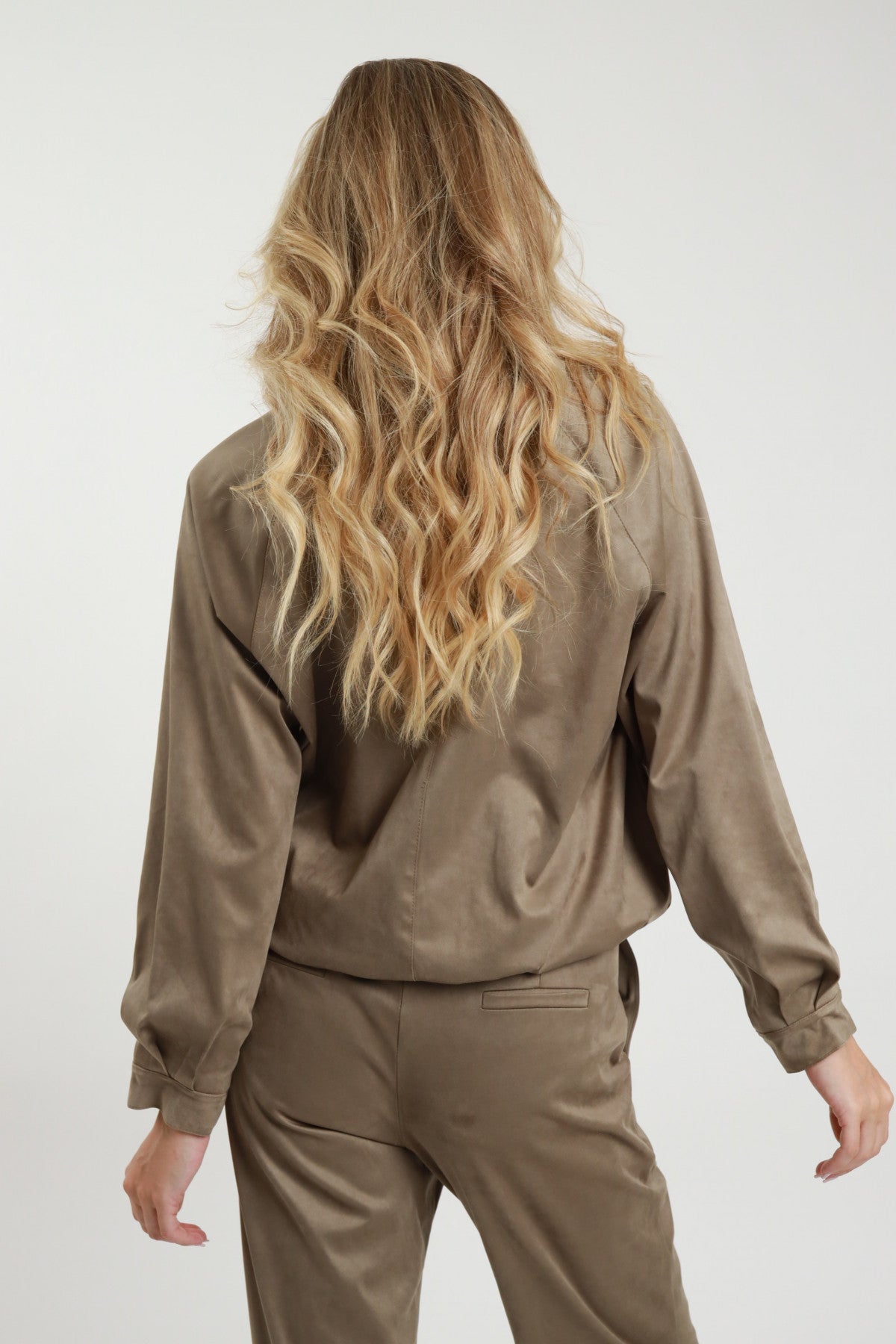 Bomber suede con tasche