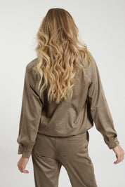 Bomber suede con tasche