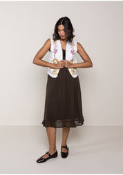 Gilet denim ricamo punto croce