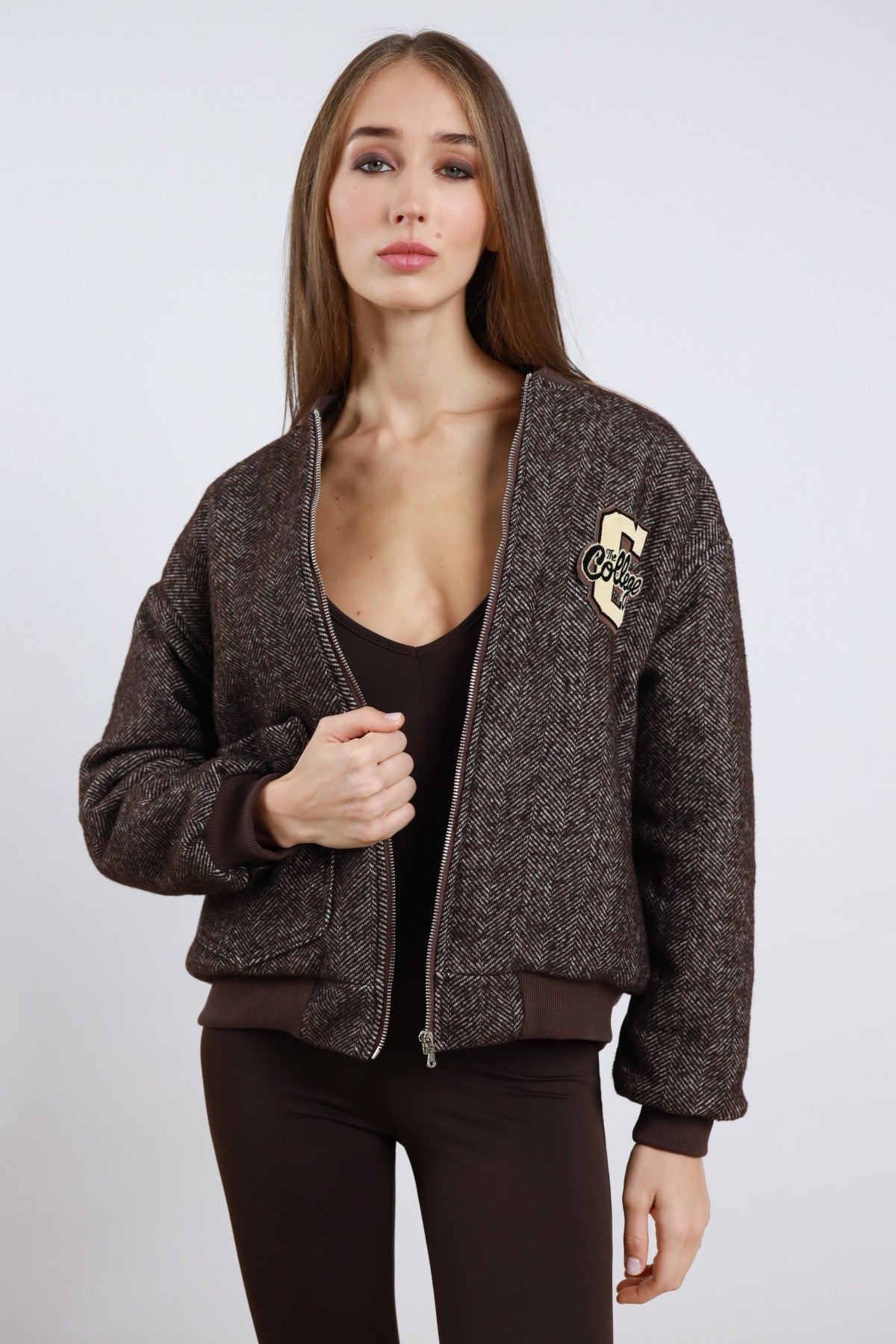 Bomber spinato e ecopelle