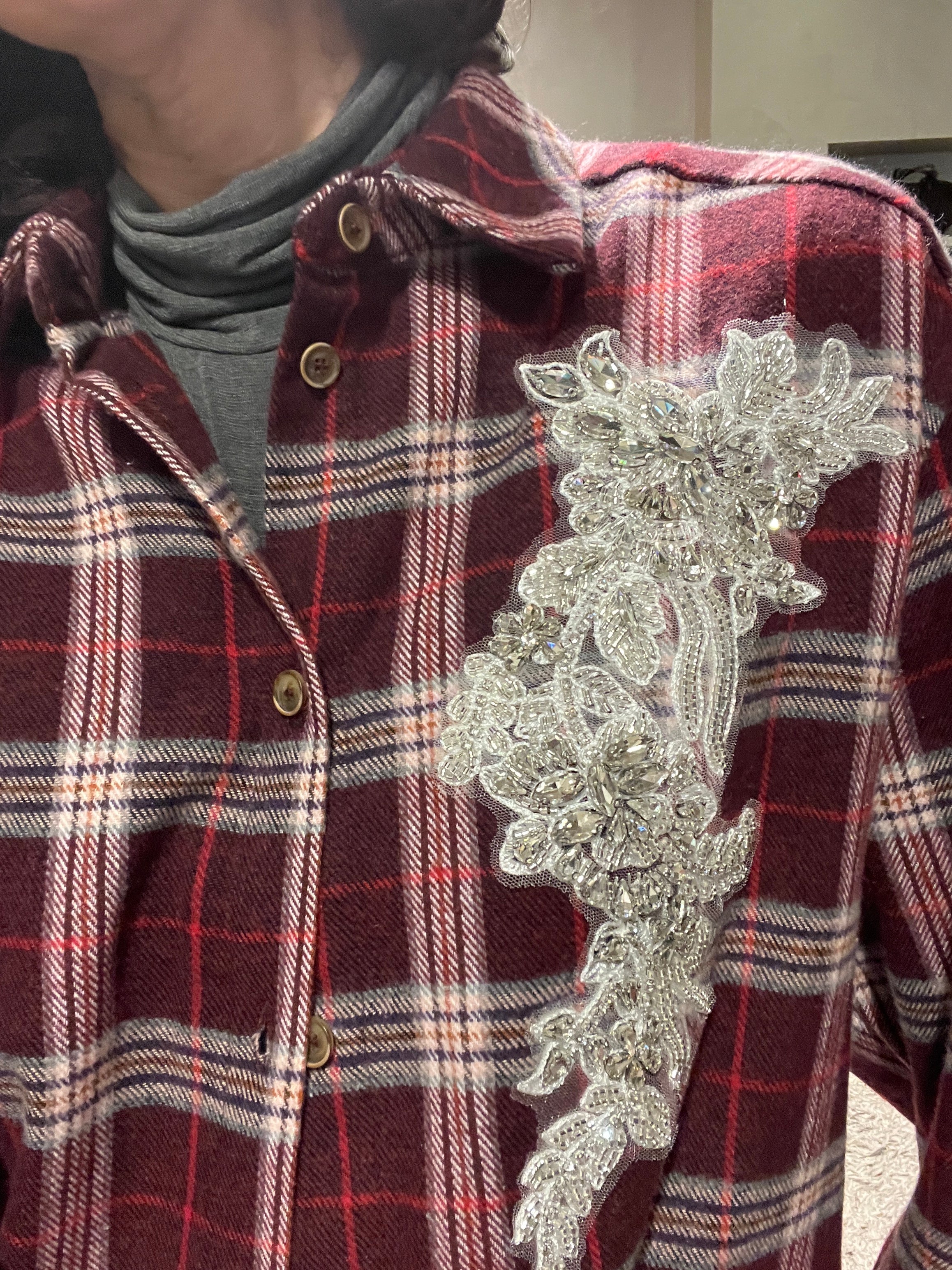 Camicia quadri patch gioiello