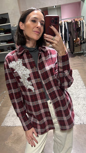 Camicia quadri patch gioiello