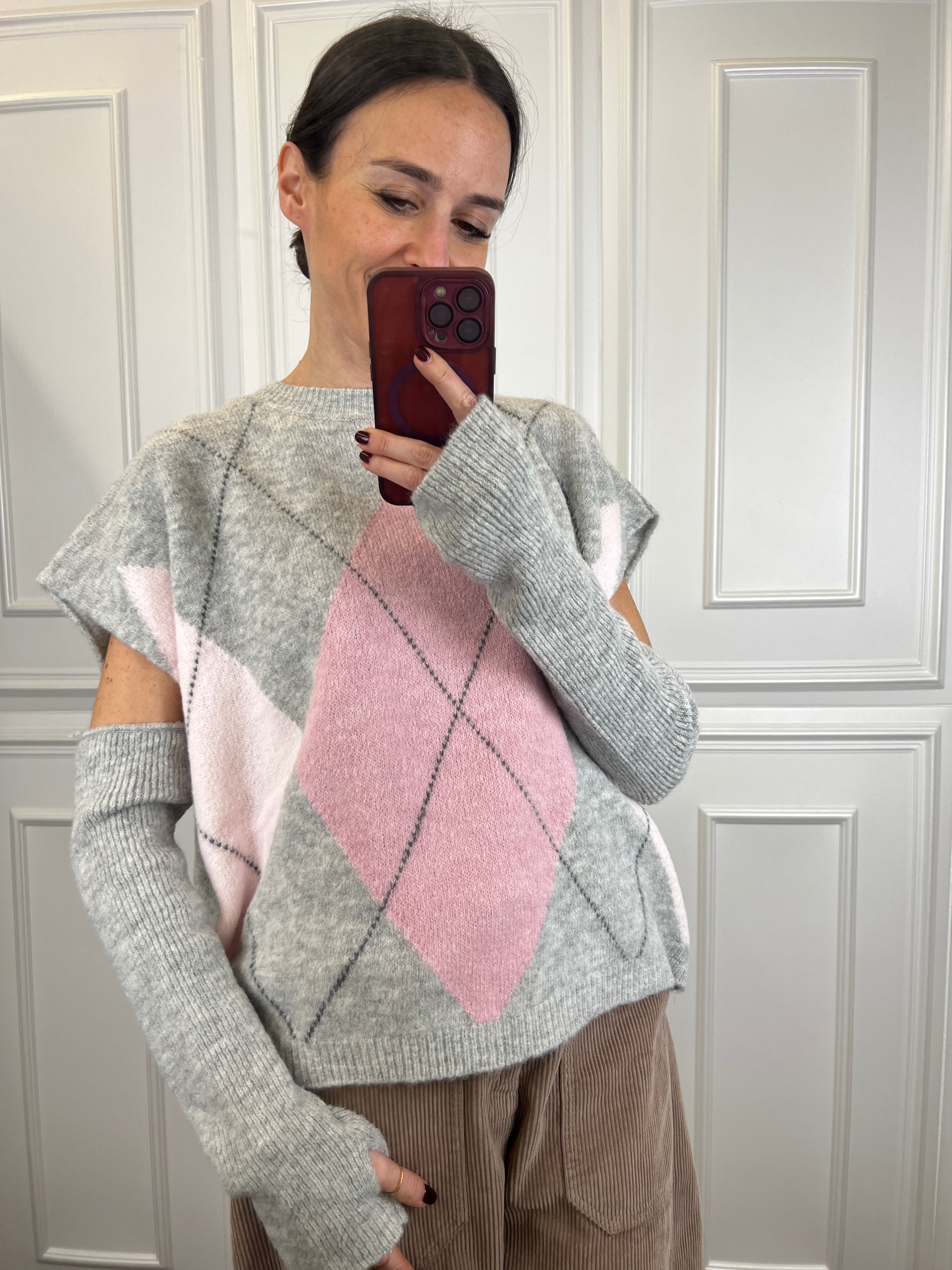 Maglia rombi con manicotti