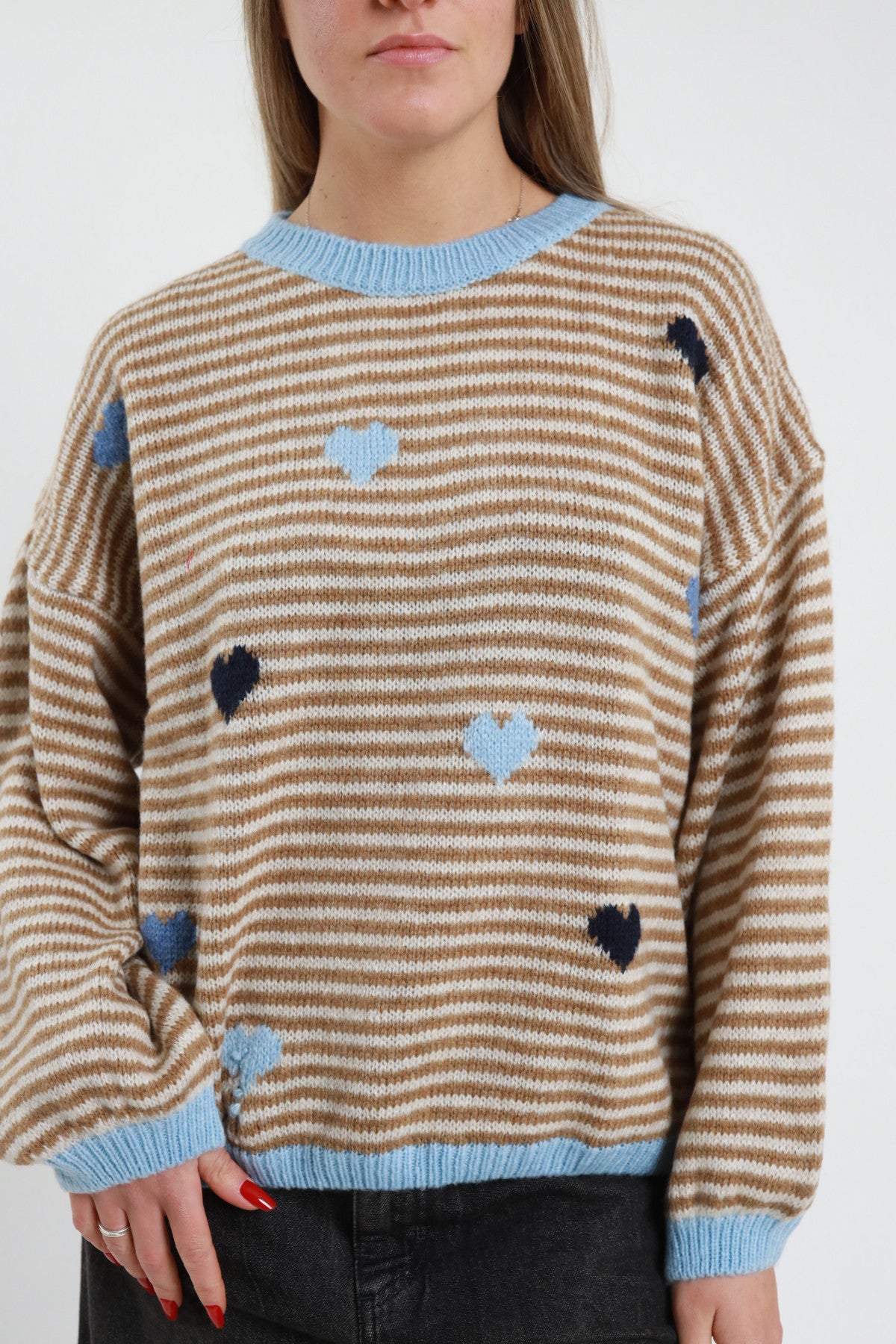 Maglia rigata cuoricini <3