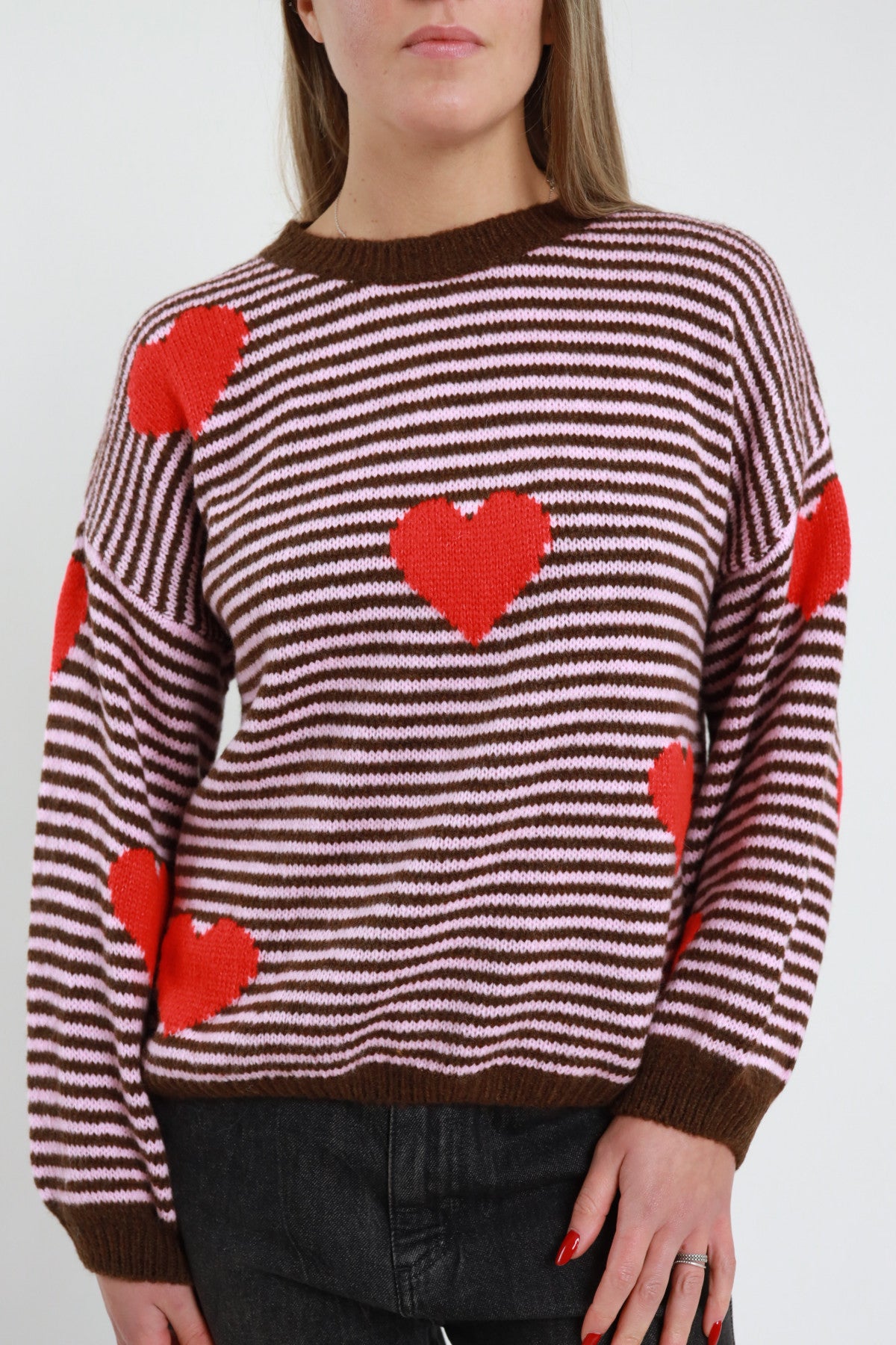 Maglia rigata cuoricini <3