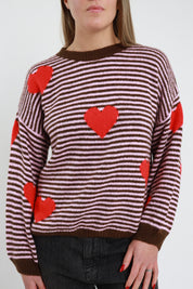 Maglia rigata cuoricini <3