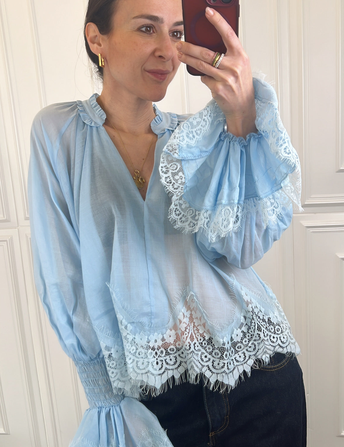 Camicia mussola e pizzo