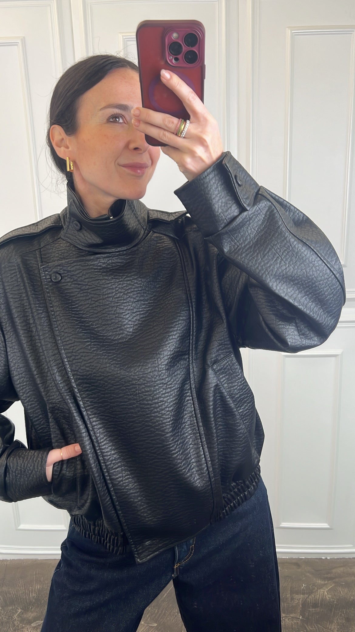 Bomber ecopelle martellata