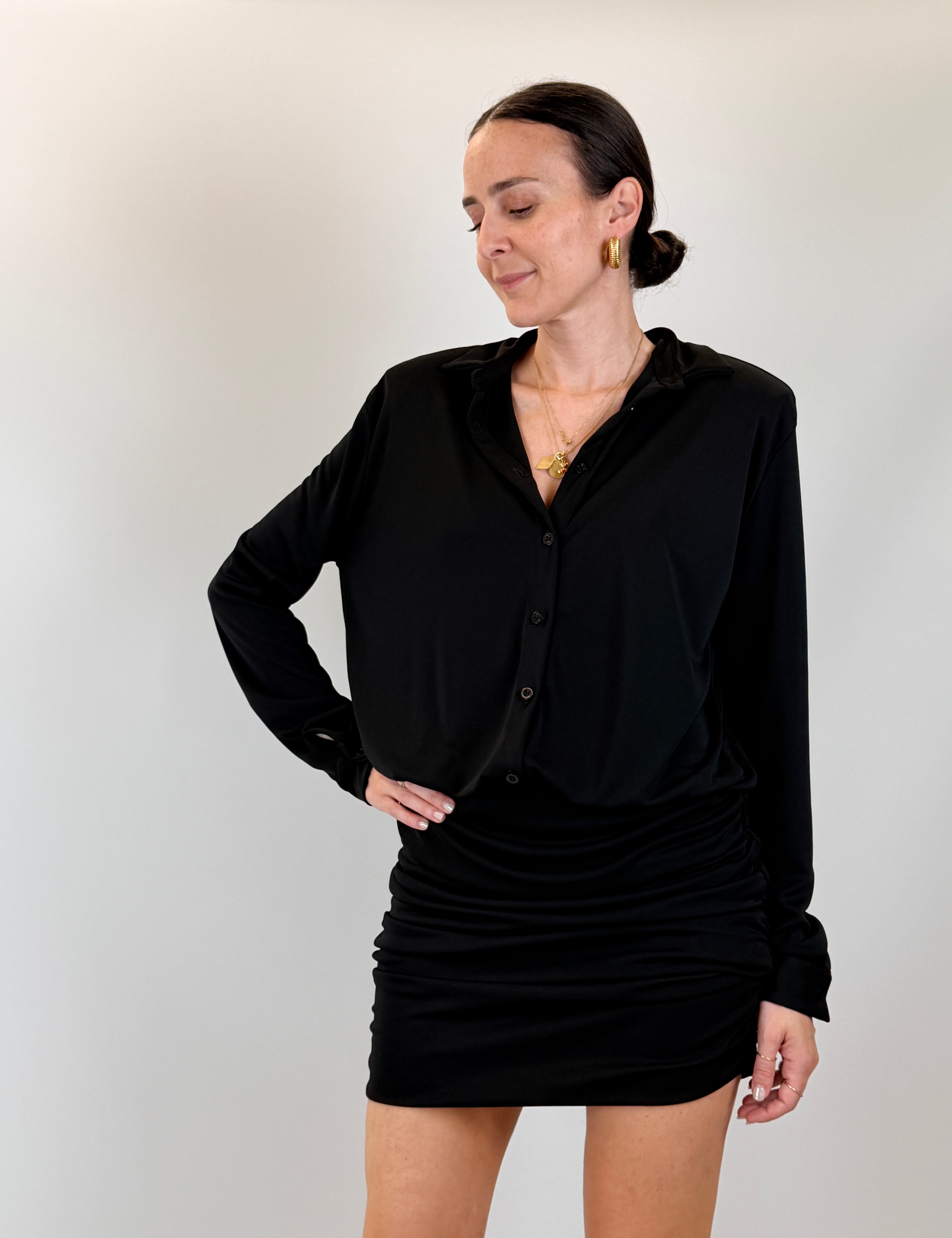 Abito camicia con arricciatura