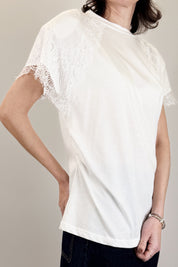 T-shirt spalline pizzo
