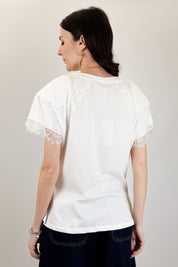 T-shirt spalline pizzo