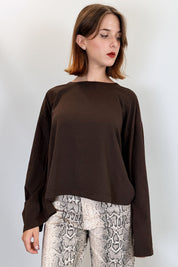 HaveOne t-shirt in cotone con manica a campana, colore moro