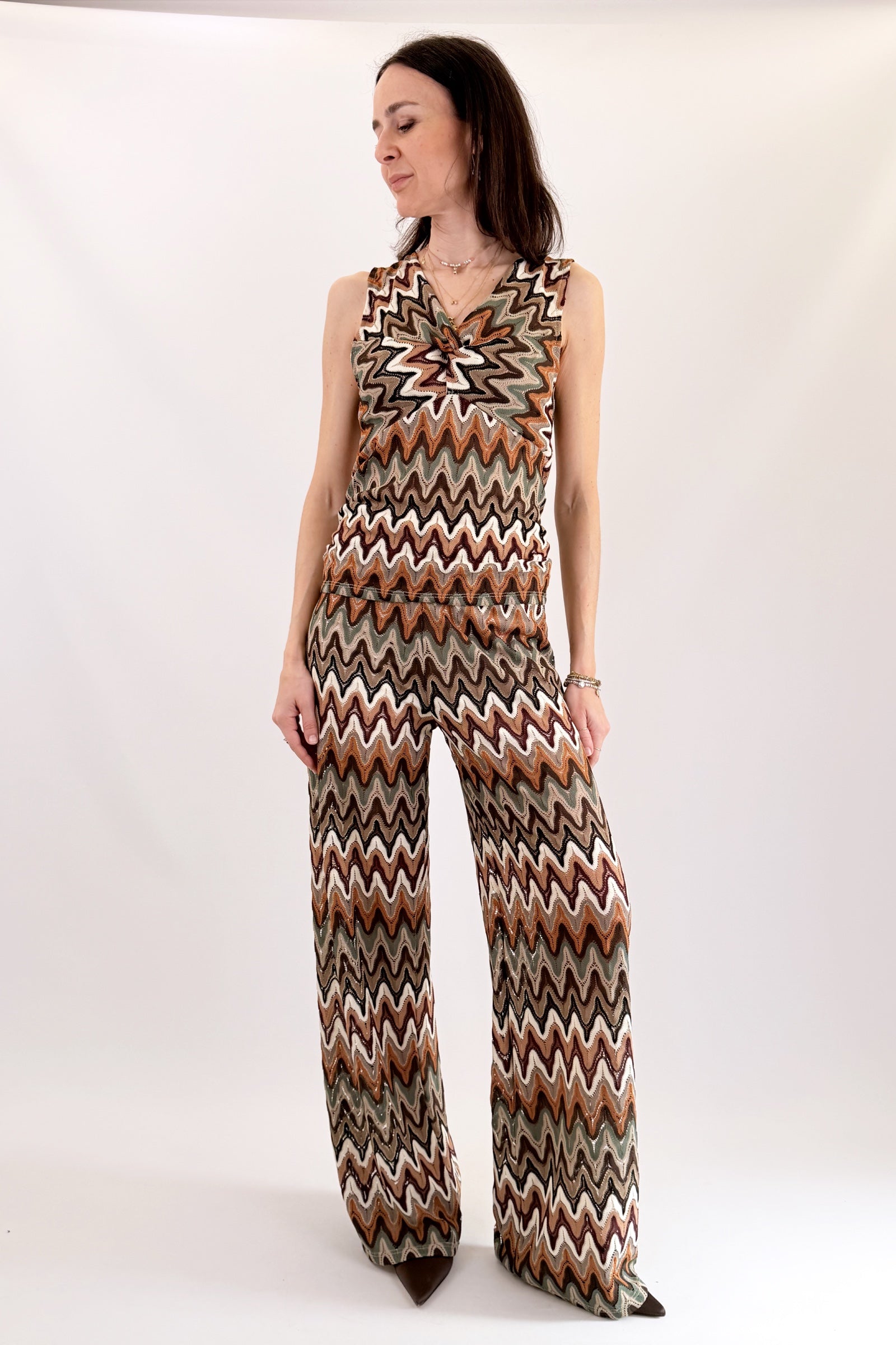 Pantalone fantasia in maglia