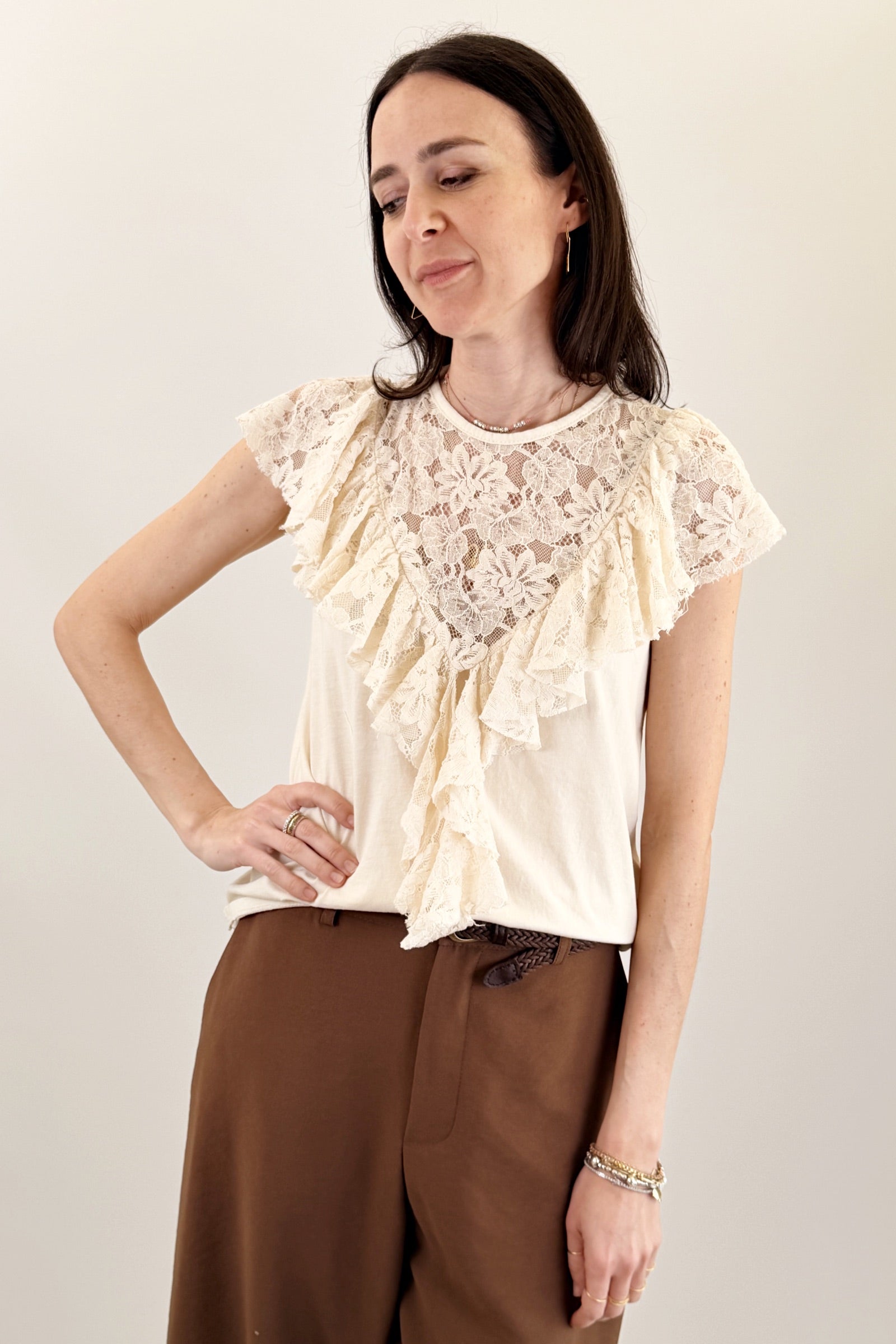 T-shirt V pizzo