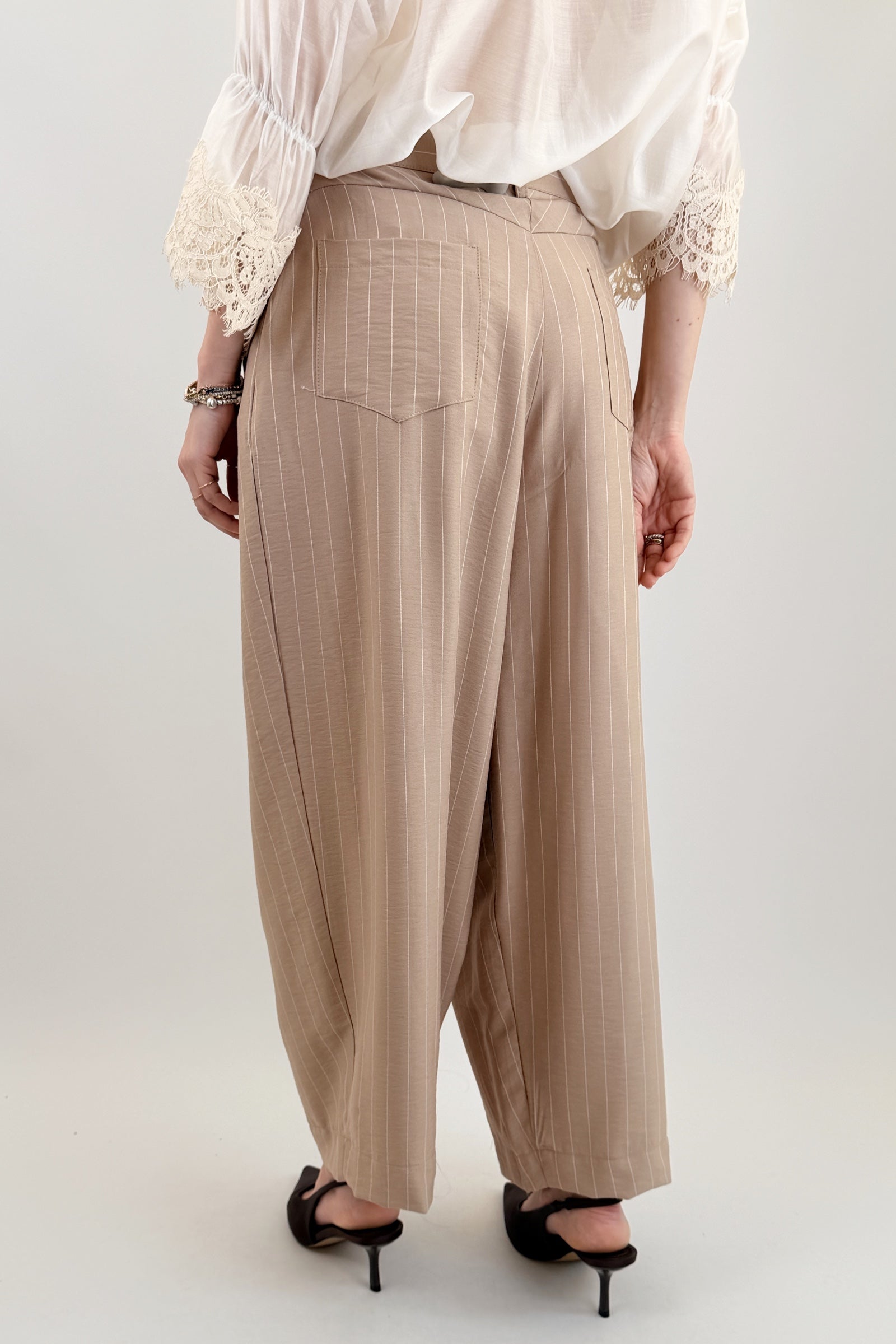 Pantalone ampio gessato