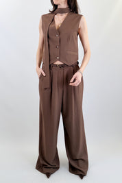 Pantalone con pinces e cintura
