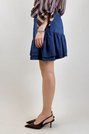 Minigonna chambray con balze