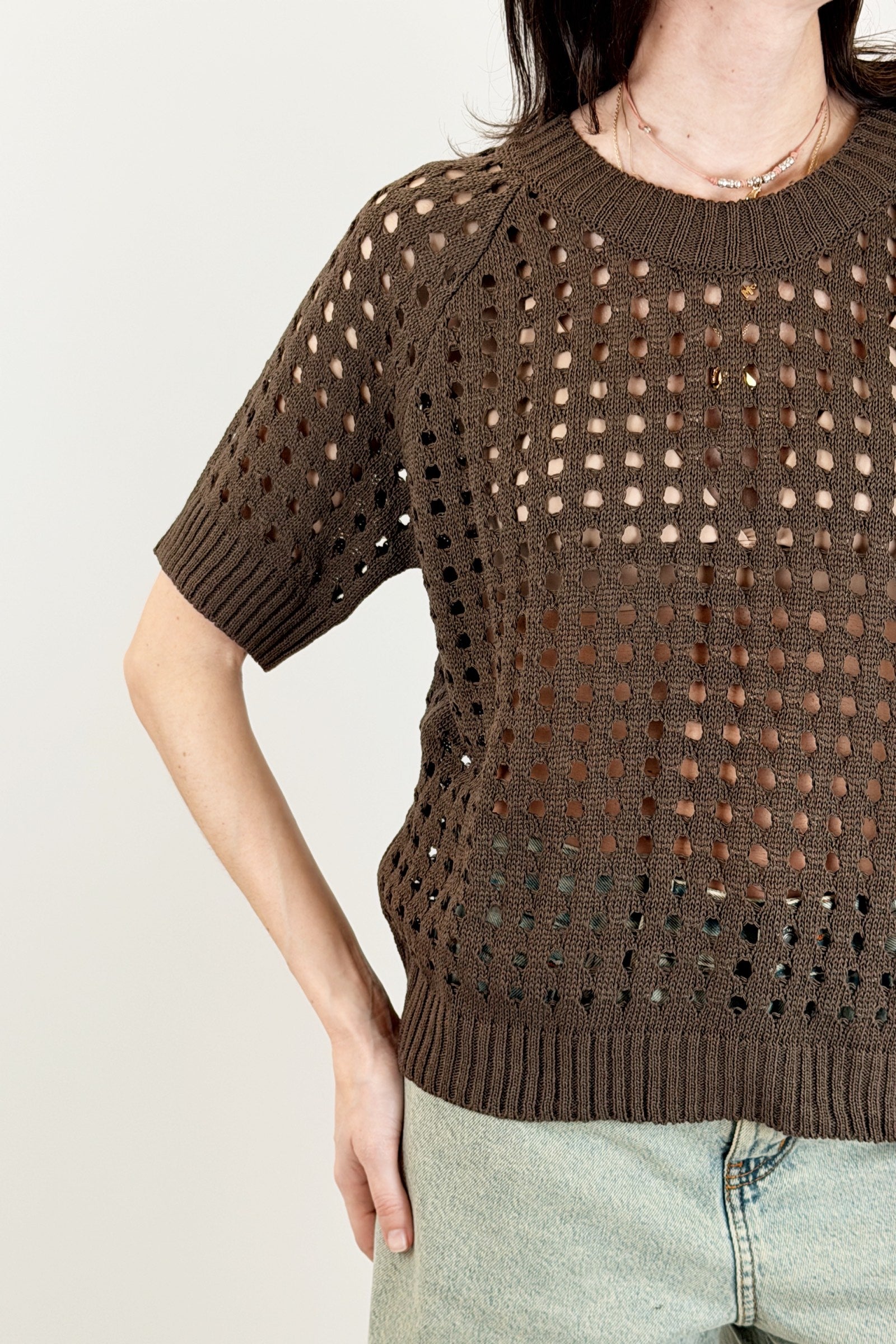 Maglia traforata mezza manica
