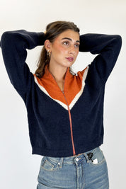 Maglia zip bicolor