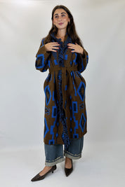 Cardigan lungo etnico cintura