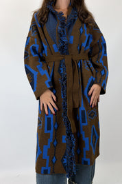 Cardigan lungo etnico cintura