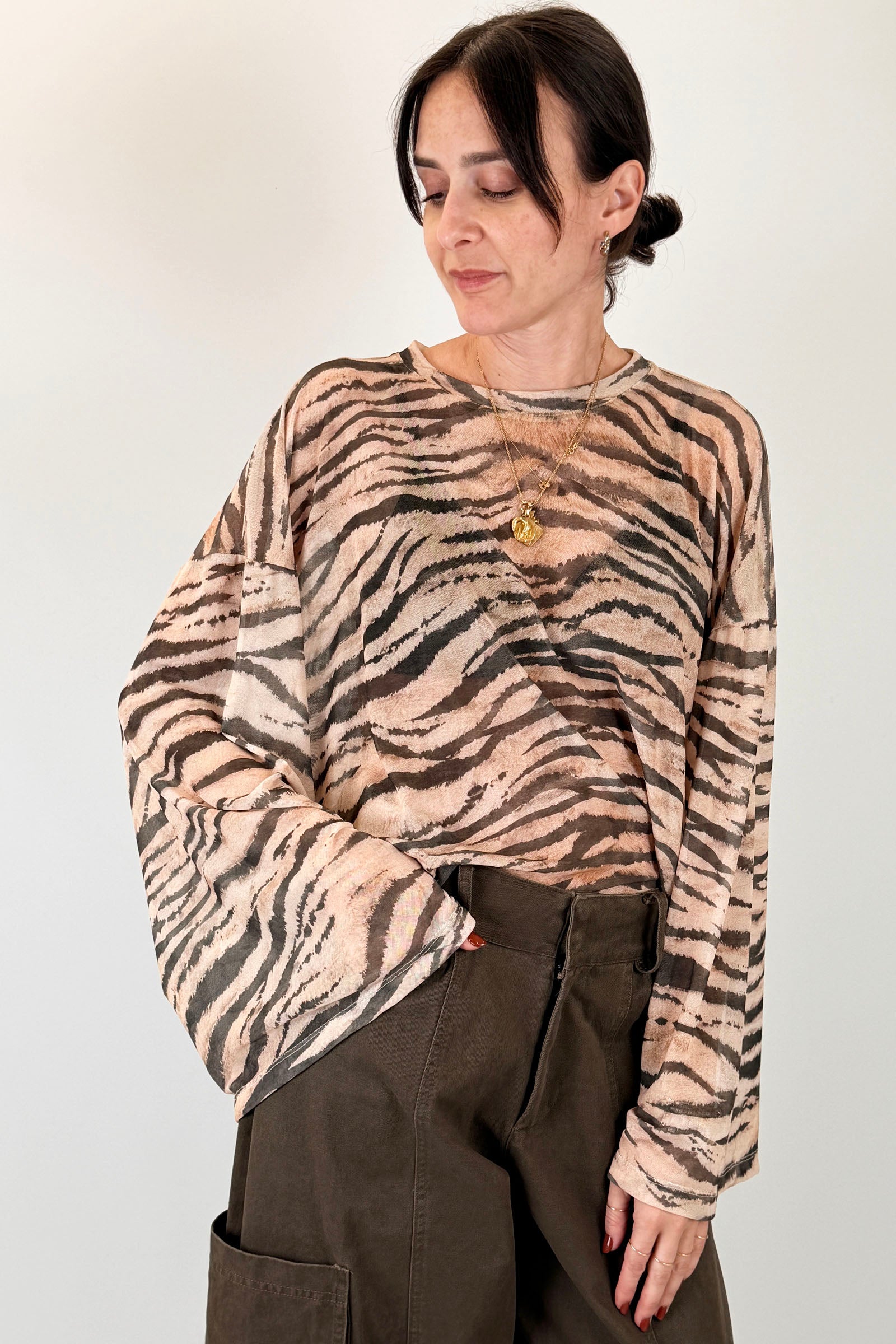 Maglia tulle zebrata