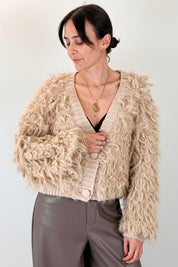Cardigan crop con frange