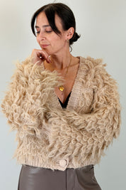 Cardigan crop con frange