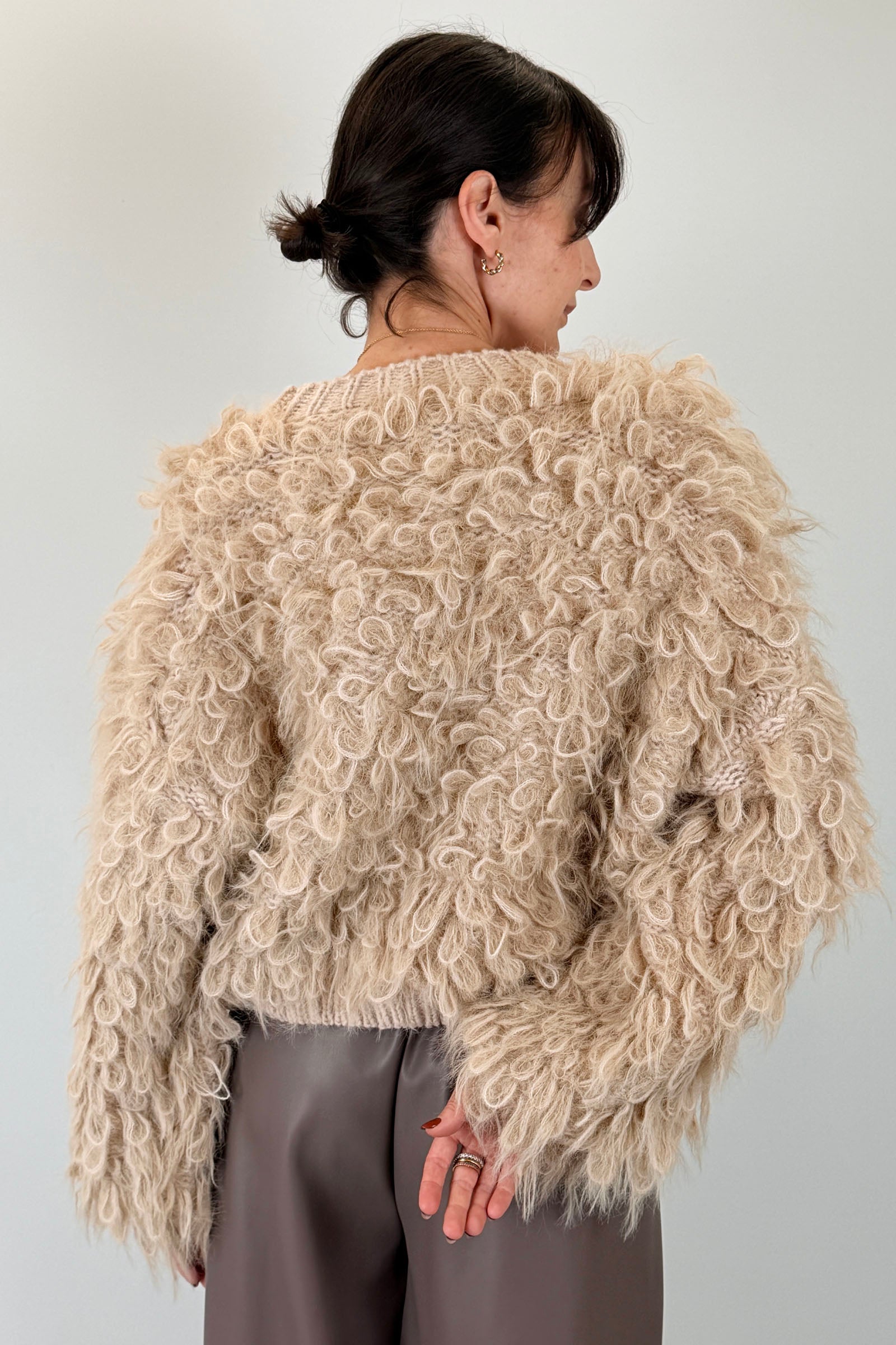 Cardigan crop con frange