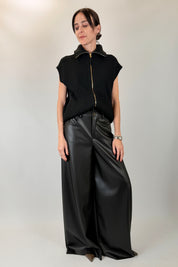 Pantalone a palazzo ecopelle