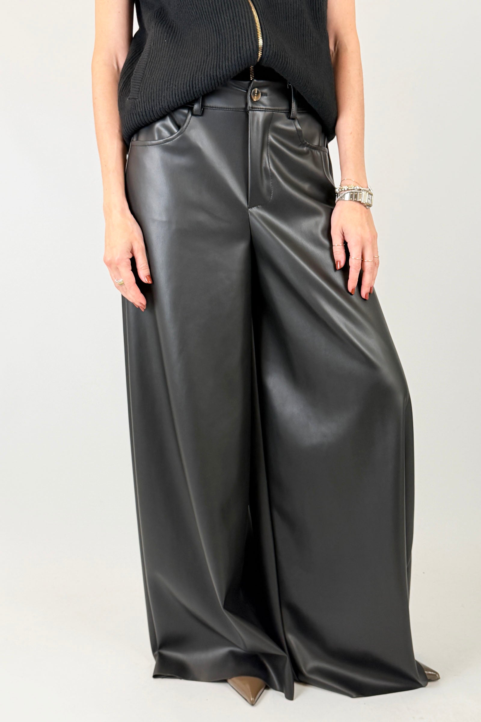 Pantalone a palazzo ecopelle