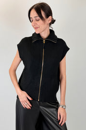 Gilet collo polo con zip