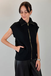 Gilet collo polo con zip